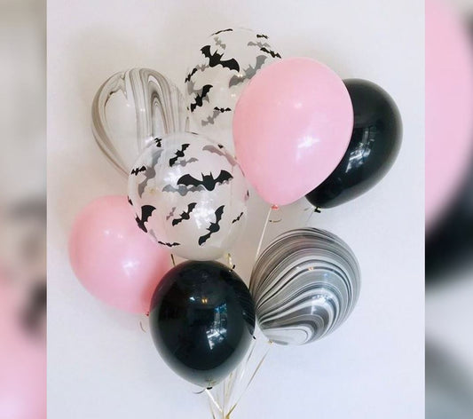 Halloween Theme Printed Bats Diamond Clear Balloon Bouquet