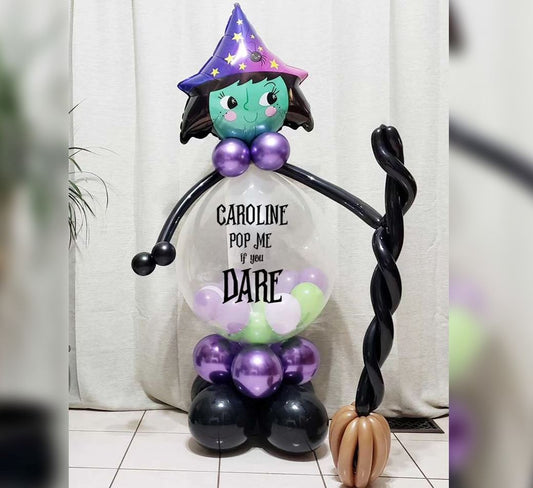 Halloween Theme Witch And Bubble Balloon Bouquet