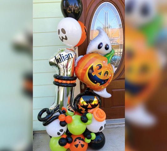 Halloween Theme 1st Birthday Balloon Bouquet