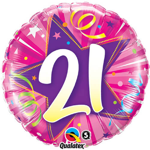 Party Balloon 18" Hot Pink 21st Shining Star Foil Balloon