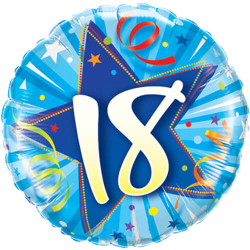 Party Balloon 18" Shining Star 18th Bright Blue Foil Balloon