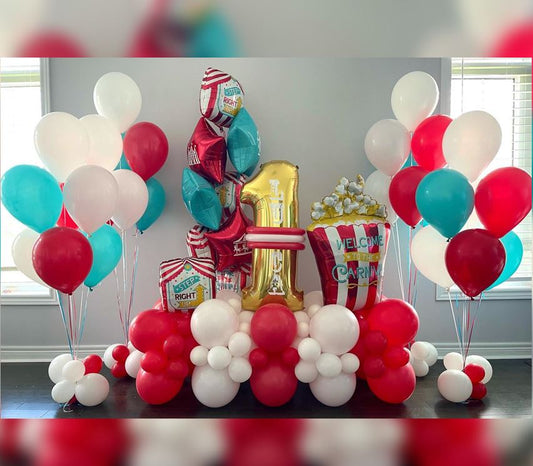 1st Birthday Carnival Theme Balloon Bouquet