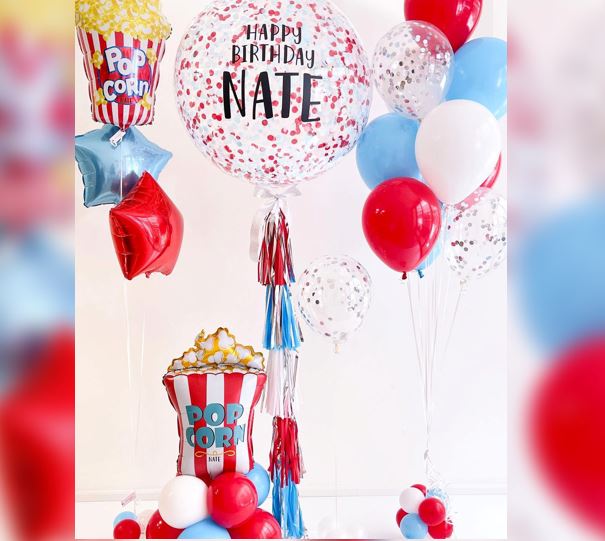 Pop Corn Theme Happy Birthday Balloon Bouquet