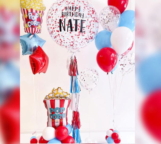 Pop Corn Theme Happy Birthday Balloon Bouquet