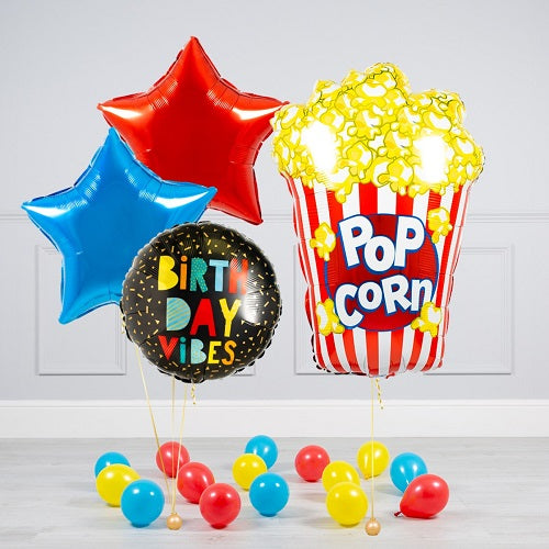 Happy Birthday Popcorn Theme Balloon Bouquet