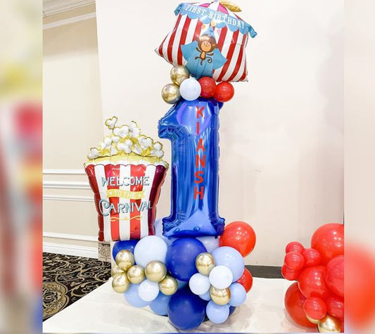 1st Birthday Carnival Theme Popcorn Balloon Bouquet