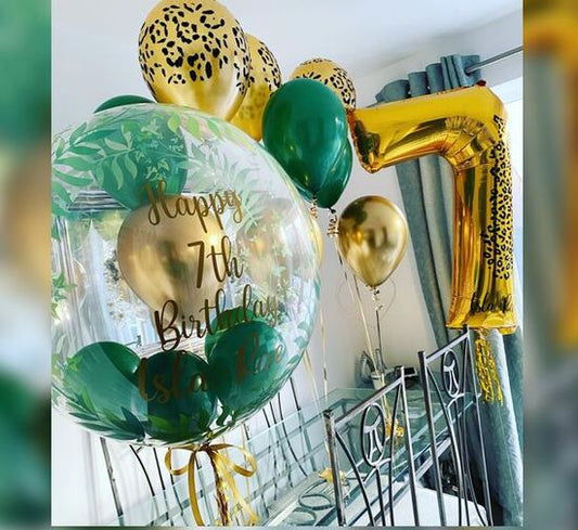 7th Birthday Jungle Theme Balloon Bouquet