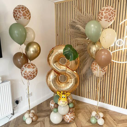 8th Birthday Giraffe Theme Balloon Bouquet