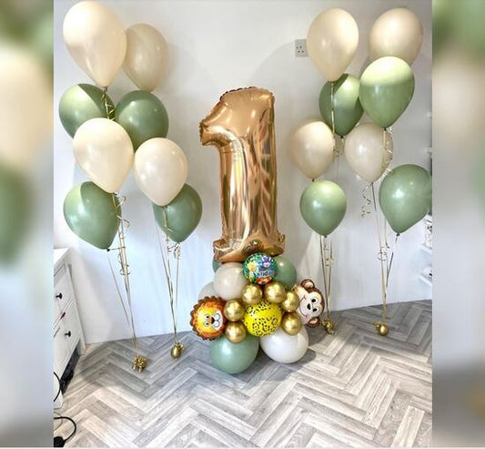 1 Number Jungle Animals Balloon Bouquet