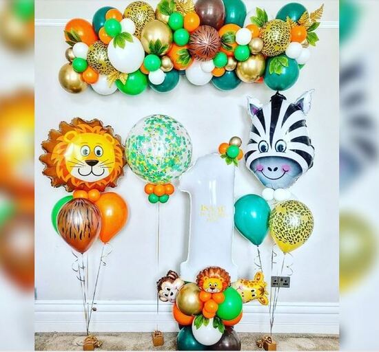 Happy 1st Birthday Jungle Theme Balloons Bouquet