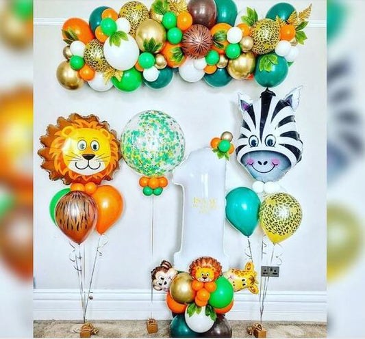Happy 1st Birthday Jungle Theme Balloons Bouquet