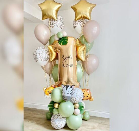 1st Happy Birthday Jungle Theme Balloon Bouquet