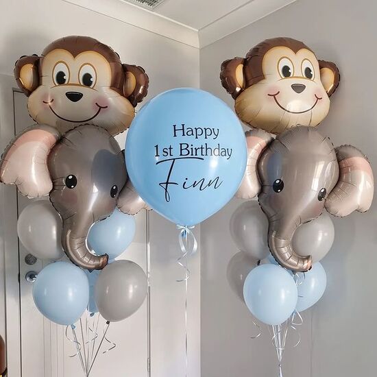 Happy1st Birthday Monkey Elephant Balloon Bouquet