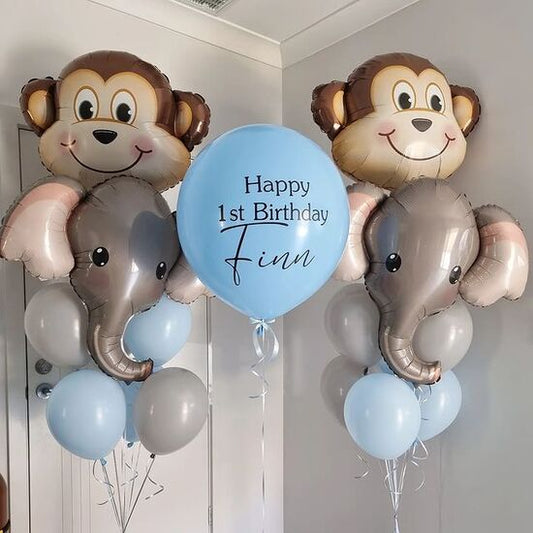Happy1st Birthday Monkey Elephant Balloon Bouquet