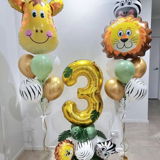 3rd Happy Birthday Jungle Theme Balloon Bouquet