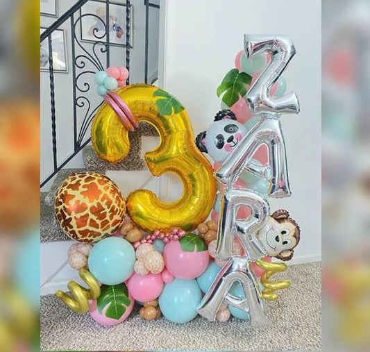 3 Number Monkey  Panda Balloon Bouquet
