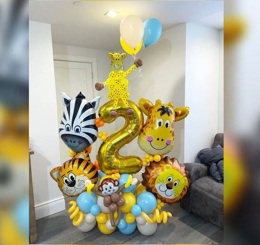 2nd Birthday Jungle Animas Balloon Bouquet