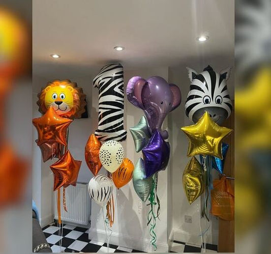 1 Number Jungle Theme Helium Balloon Bouquet