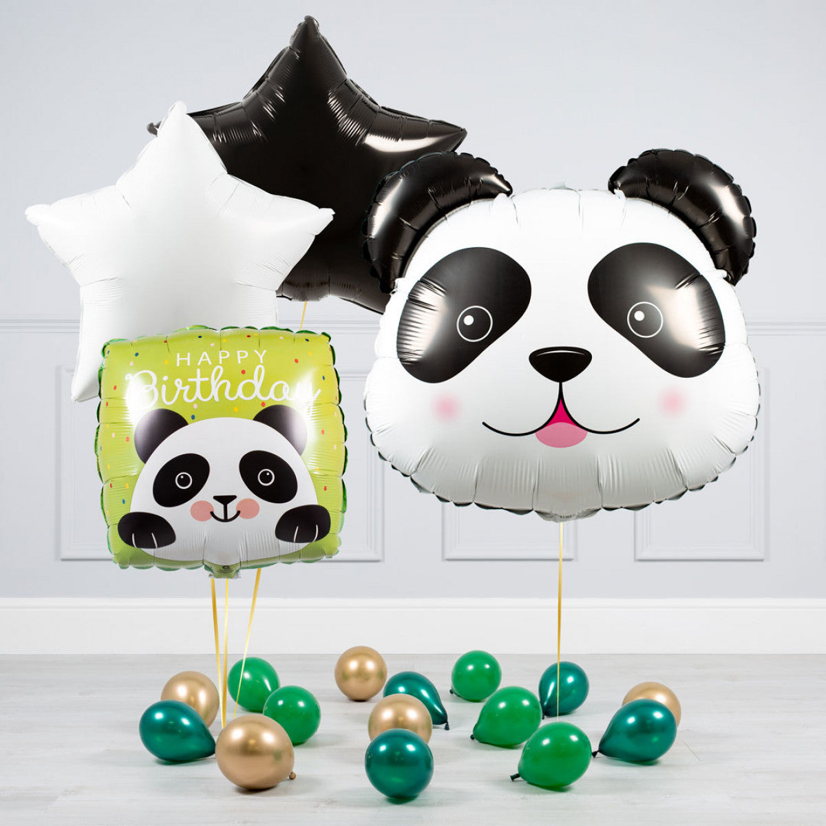 Jungle Theme Happy Birthday Panda Balloon Bouquet