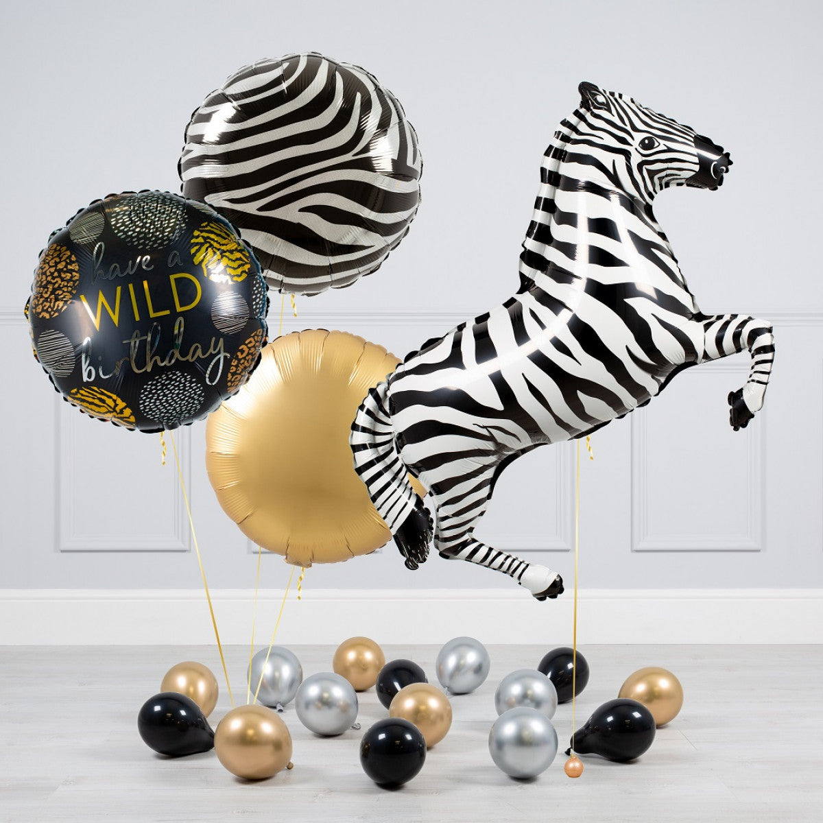 Jungle Theme Happy Birthday  Zebra Balloon Bouquet