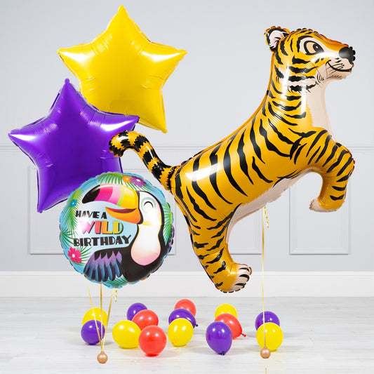 Jungle Theme Happy Birthday Tiger Balloon Bouquet