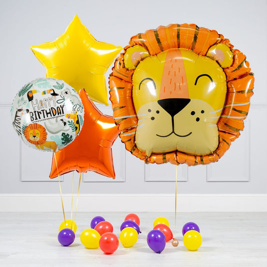 Jungle Theme Happy Birthday  Lion Balloon Bouquet