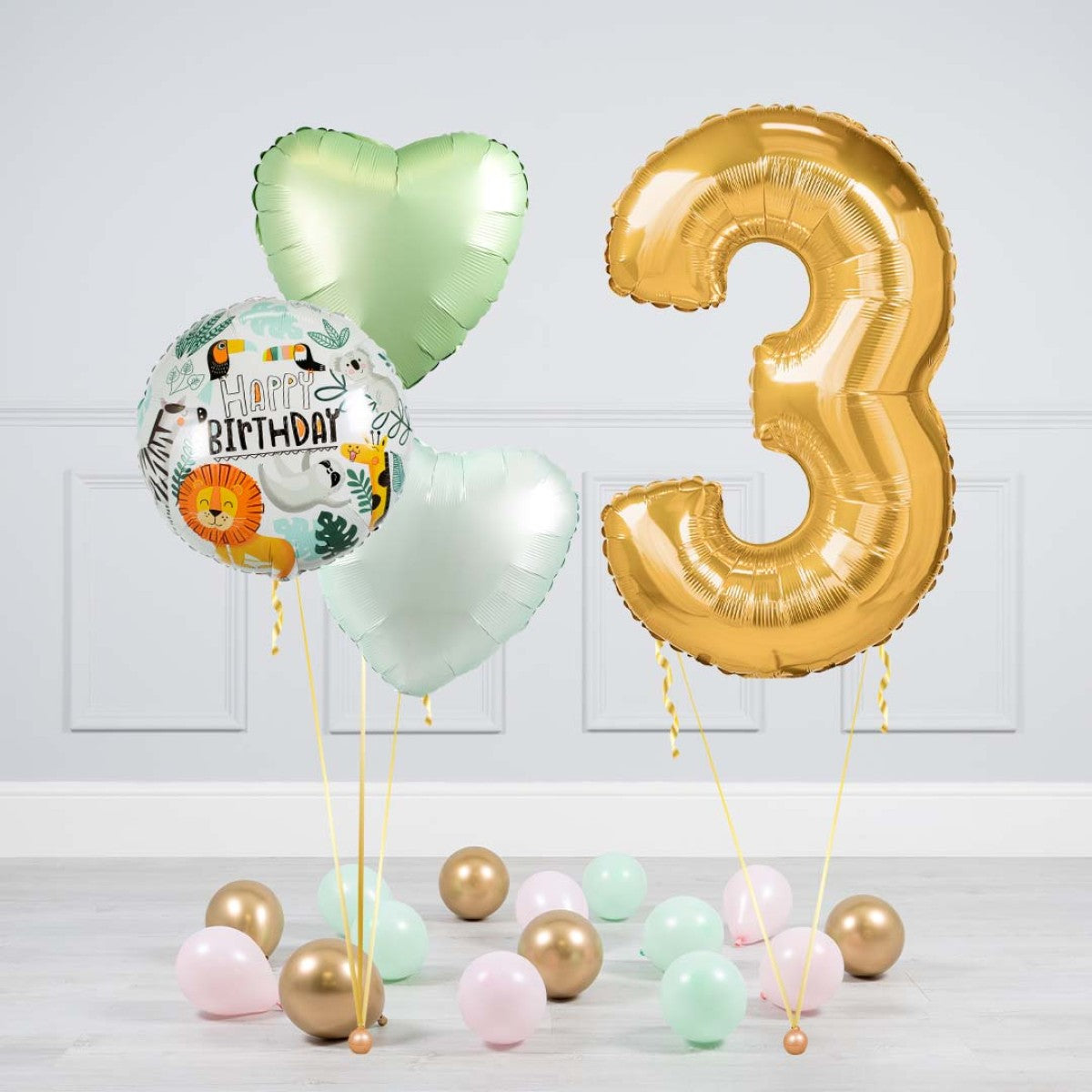 Jungle Theme 3r Birthday Balloon Bouquet