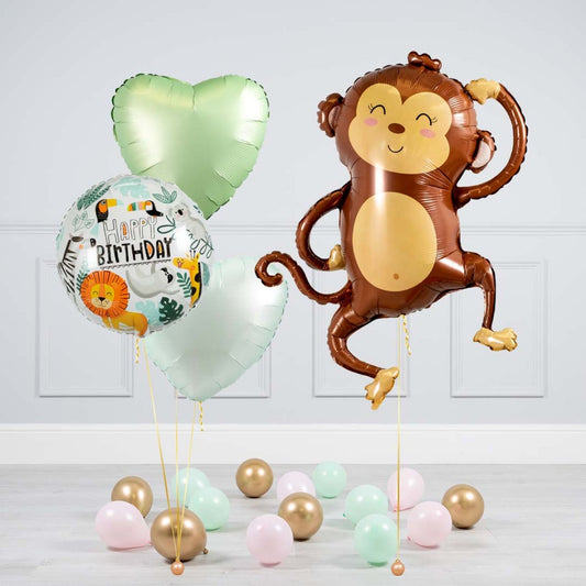 Happy Birthday Jungle Monkey Theme Balloon Bouquet