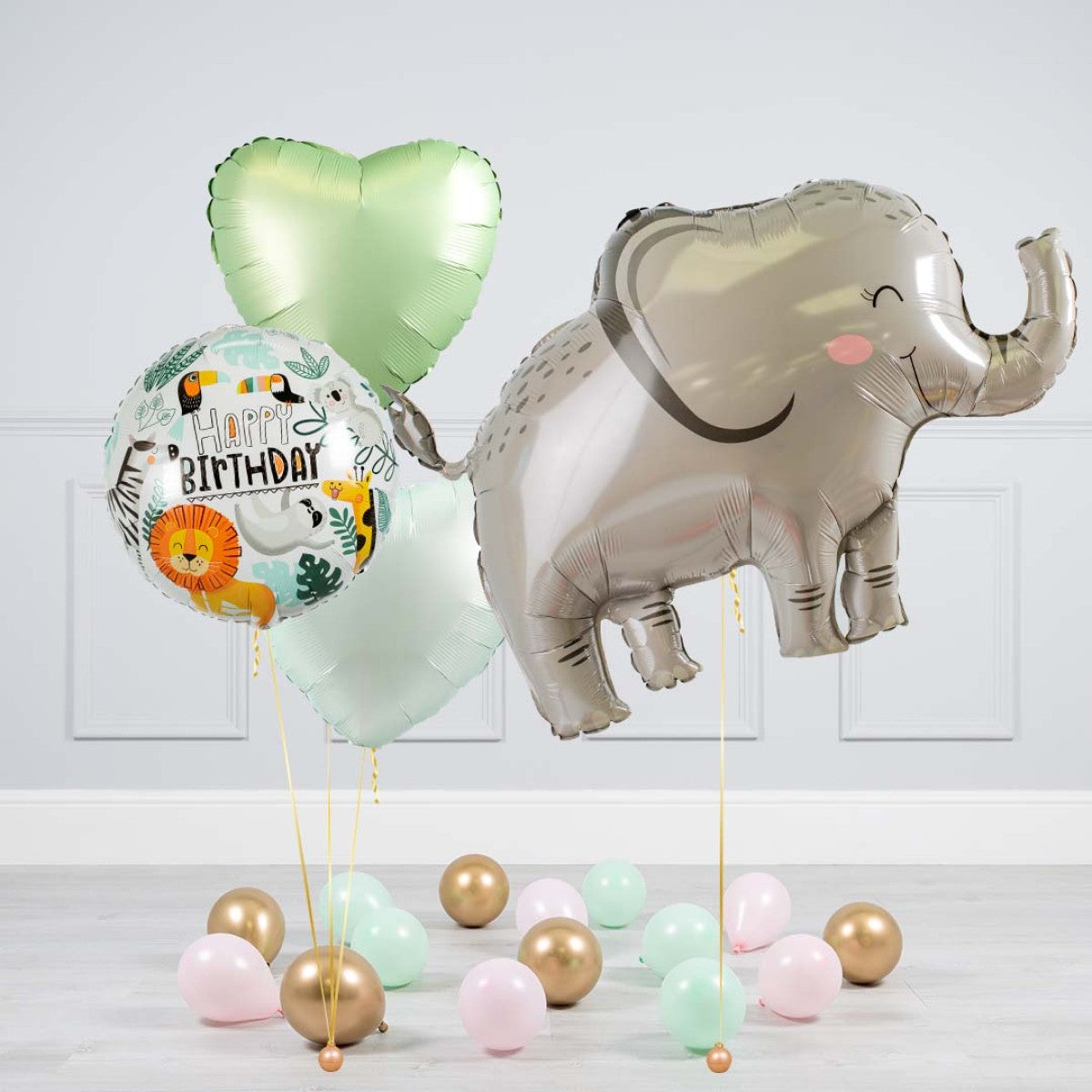 Happy Birthday Elephant Jungle Theme Balloon Bouquet
