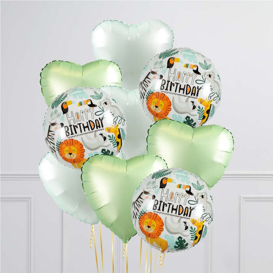 Happy Birthday Jungle Heart Theme Balloon Bouquet 
