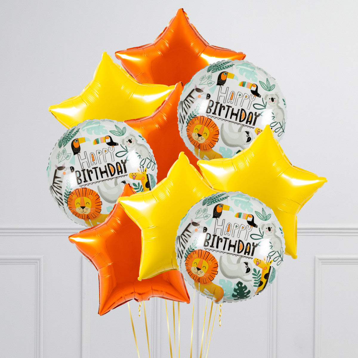 Happy Birthday Jungle Star Foil Balloon Bouquet 