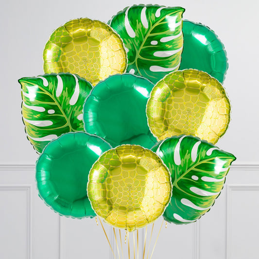 Jungle Theme Jungle Leaves Theme Round Foil Balloon Bouquet 