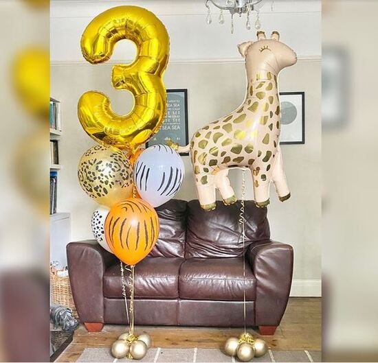 3 Number Jungle Theme Balloon Bouquet
