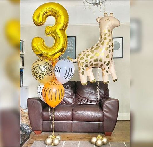 3 Number Jungle Theme Balloon Bouquet