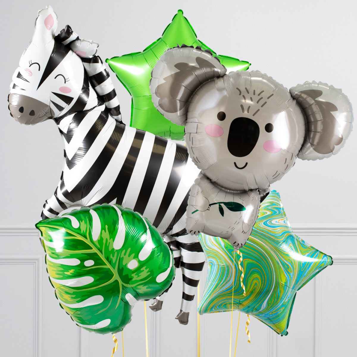 Jugnle Zebra Theme Happy Birthday Balloon Bouquet