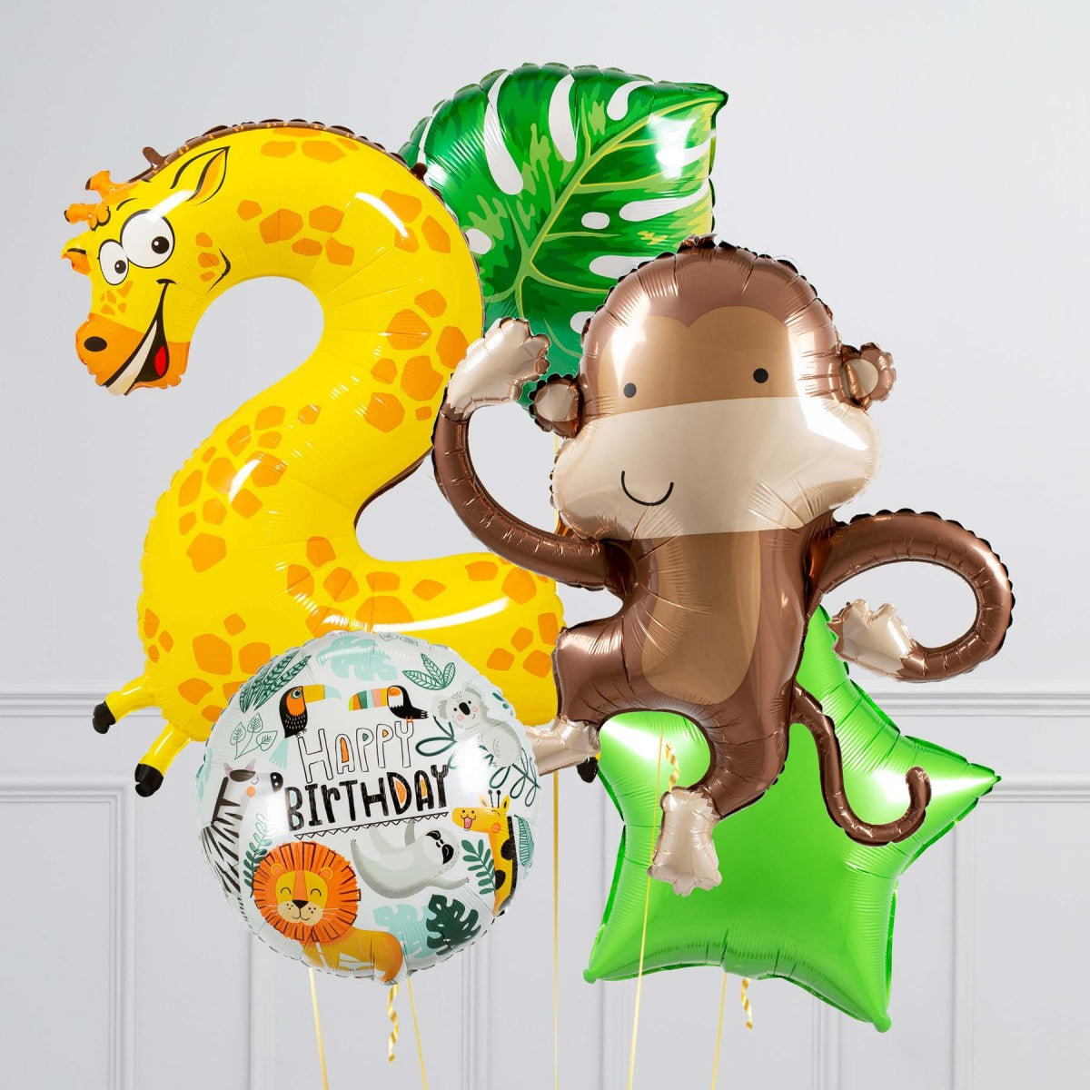 Jugnle Giraffe Theme Happy Birthday Balloon Bouquet