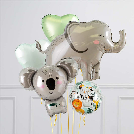 Jugnle Elephant Theme Happy Birthday Balloon Bouquet