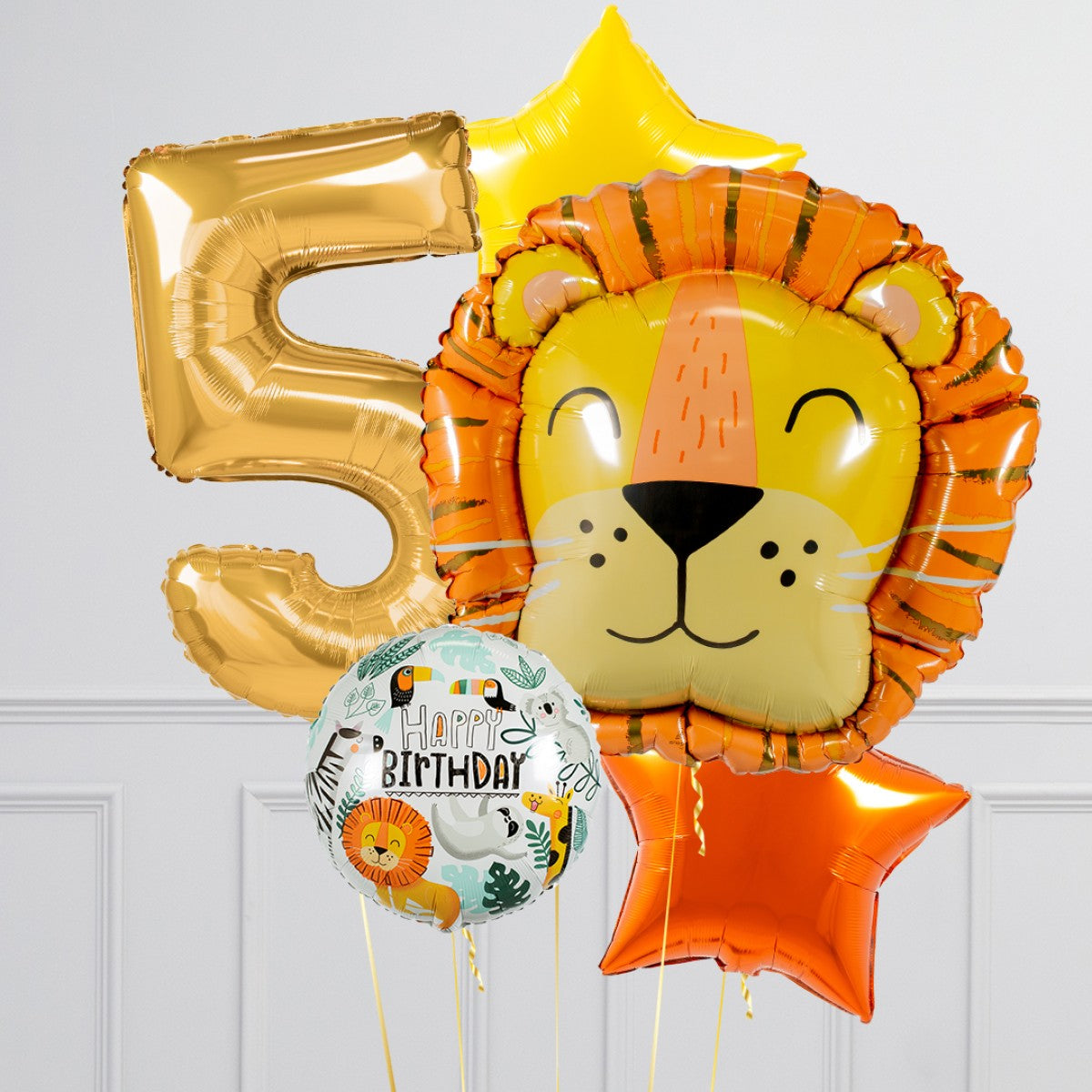 Jugnle Lion Theme Happy Birthday Balloon Bouquet