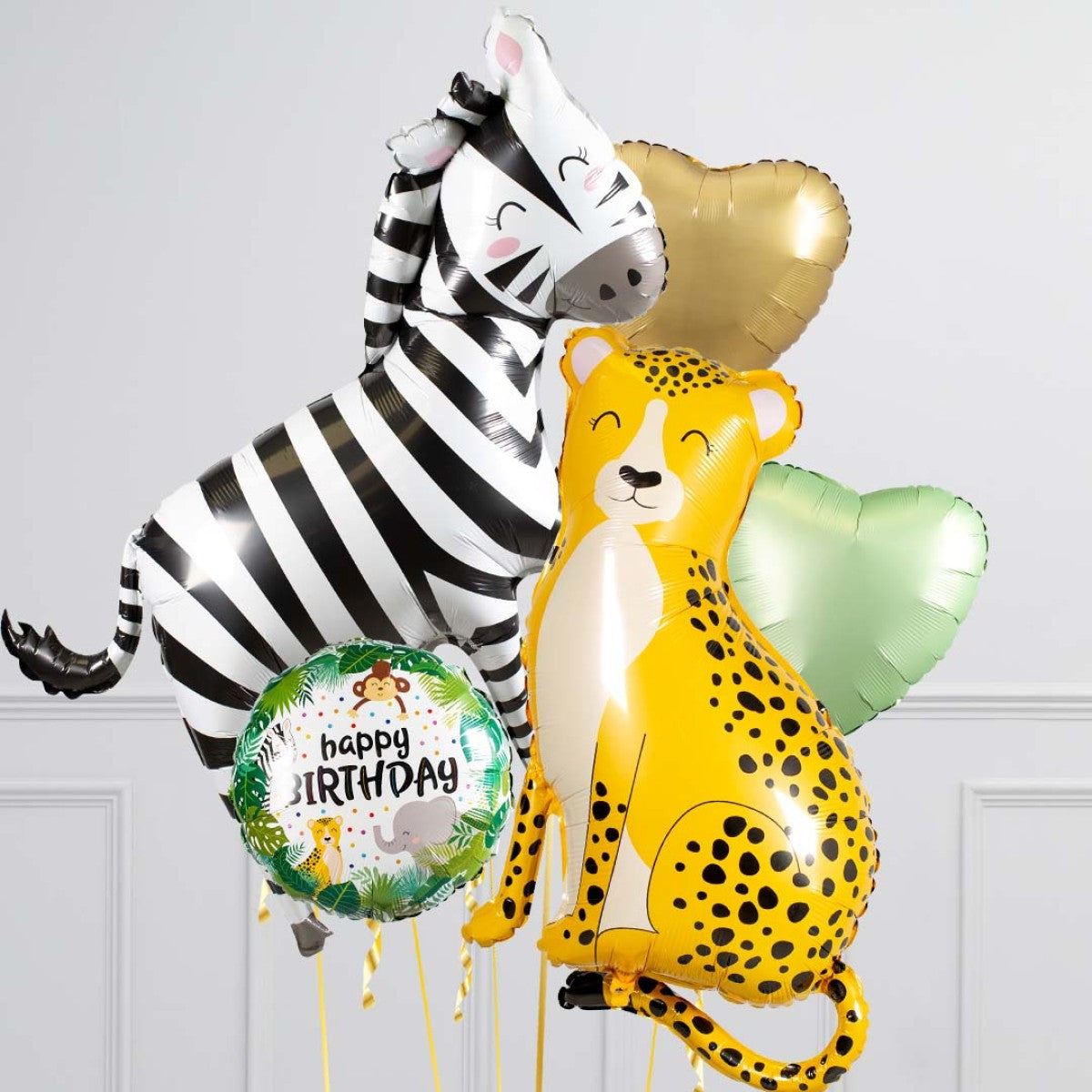 Jugnle Zebra Leopard  Theme Happy Birthday Balloon Bouquet