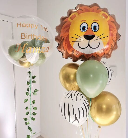 Happy Birthday Jungle Theme Bubble Balloon Bouquet