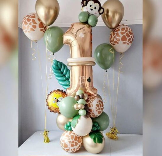 1 Number Jungle Theme Balloon Bouquet