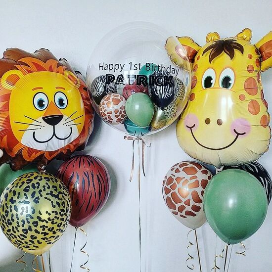 Happy 1st Birthday Jungle Animals Balloon Bouquet