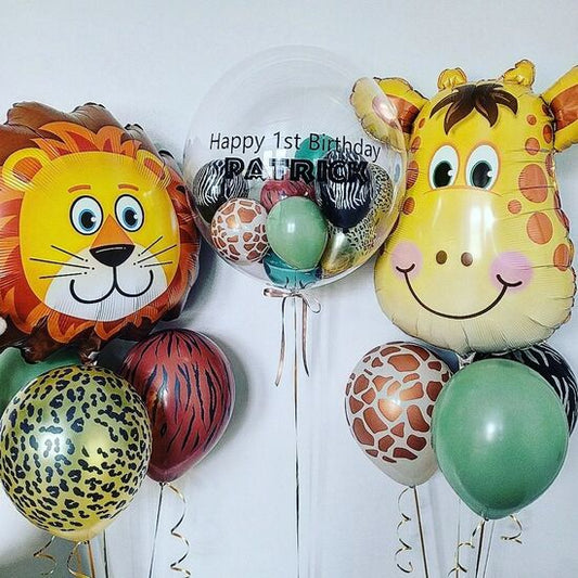 Happy 1st Birthday Jungle Animals Balloon Bouquet