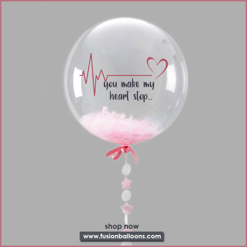 Pink feather Bubble Anniversary Balloons Bouquet