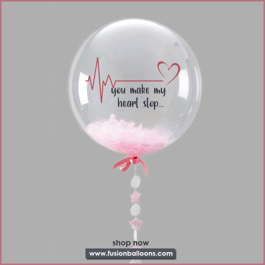 Pink feather Bubble Anniversary Balloons Bouquet