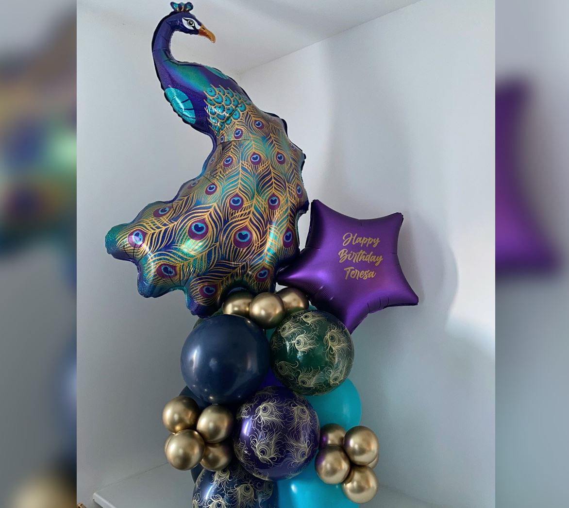 Peacock Theme Cluster Balloon Bouquet