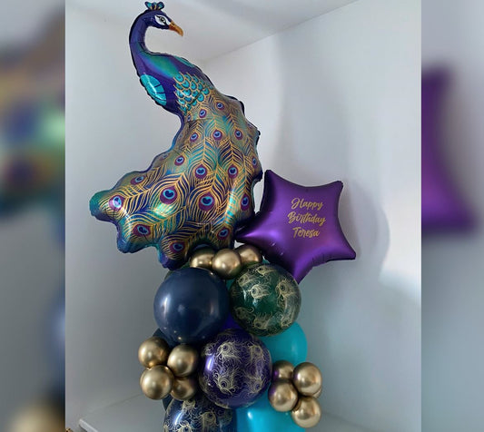 Peacock Theme Cluster Balloon Bouquet