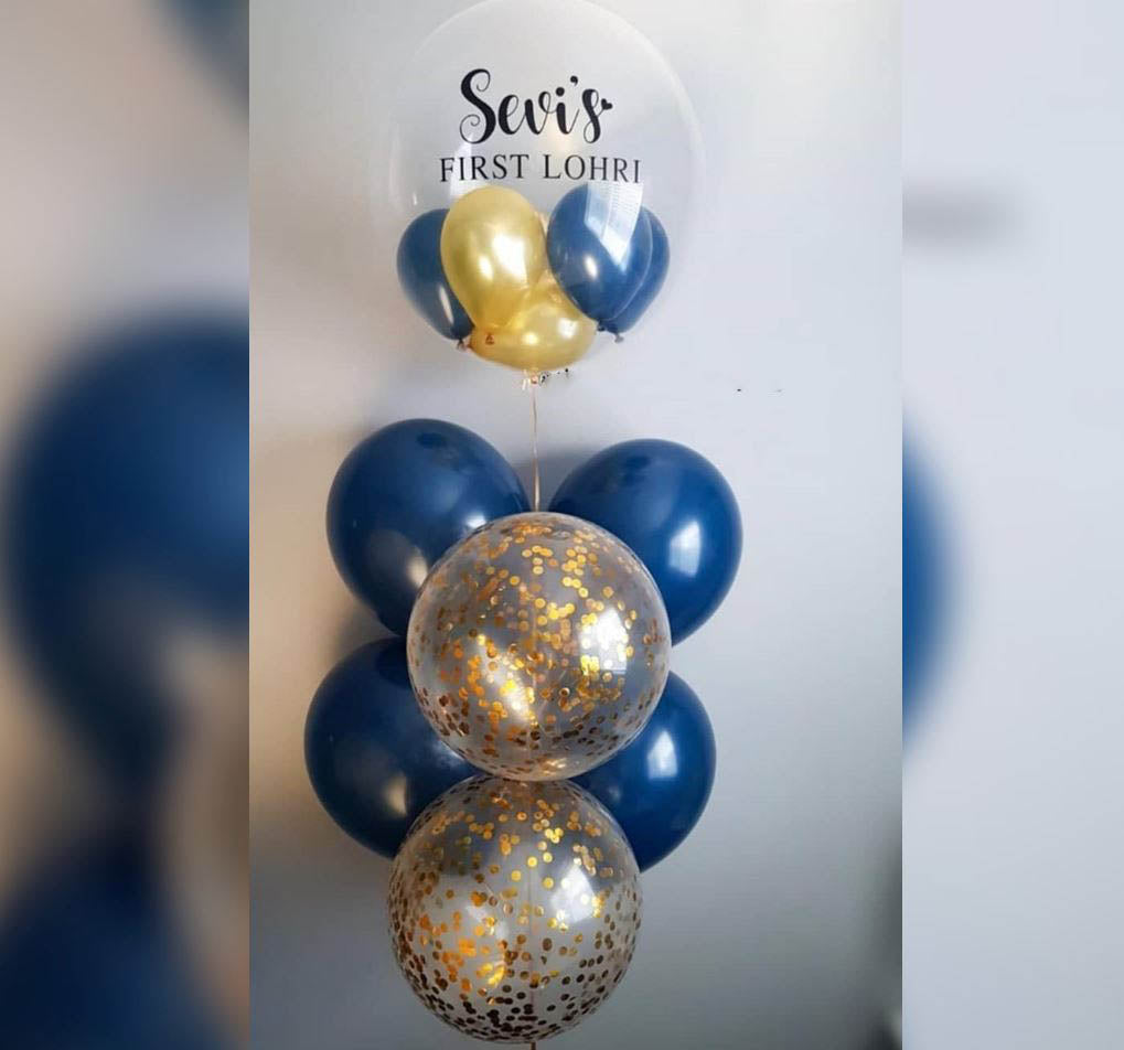 First Lohri Personalized Bubble Balloon Bouquet