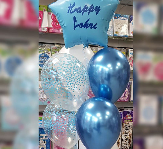 Personalized Confetti And Chrome Balloon Bouquet
