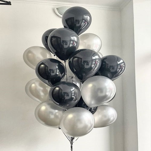 Party Balloons Silver Black Theme Birthday Helium Balloons Bouquet-10